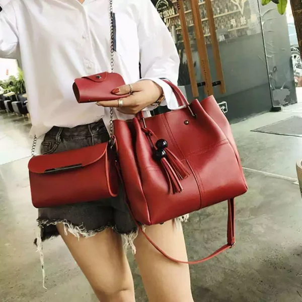 3-Piece Women's PU Leather Shoulder Bag Set