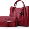 3-Piece Women's PU Leather Shoulder Bag Set