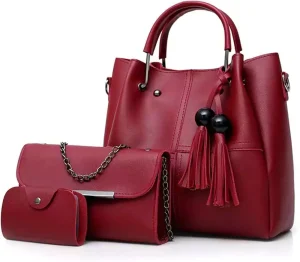 3-Piece Women's PU Leather Shoulder Bag Set